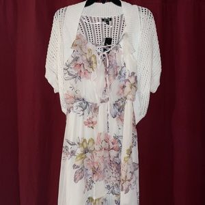 Asymmetric floral dress sz L and cover XL